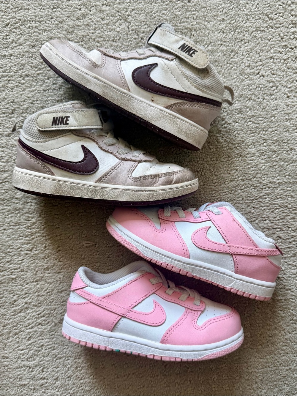 Nike Kids High-Top Sneakers in White and Maroon & Pink Low-Top Sneakers